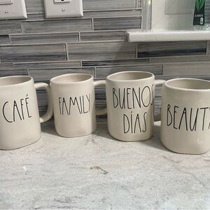 Rae Dunn White Ceramic Dining Mugs Set of 4